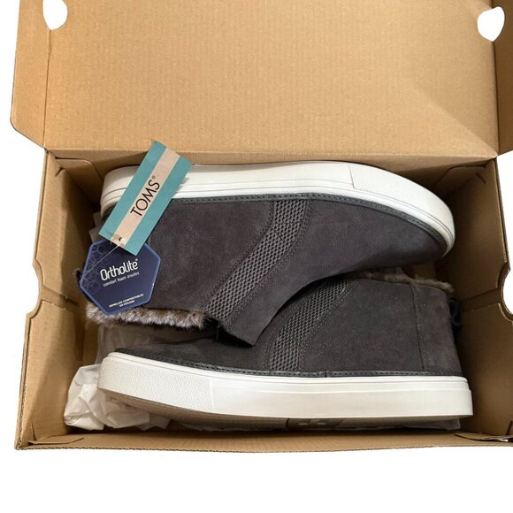 Toms Women's Suede and Faux Fur Ankle Boots Size 9 Bryce Pavement Gray - Picture 5 of 7